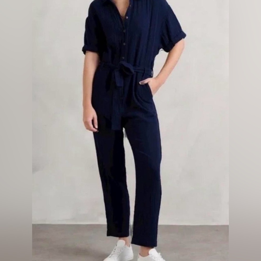 Xirena Theo Cotton Gauze Jumpsuit XS Navy Travel Resort Beach